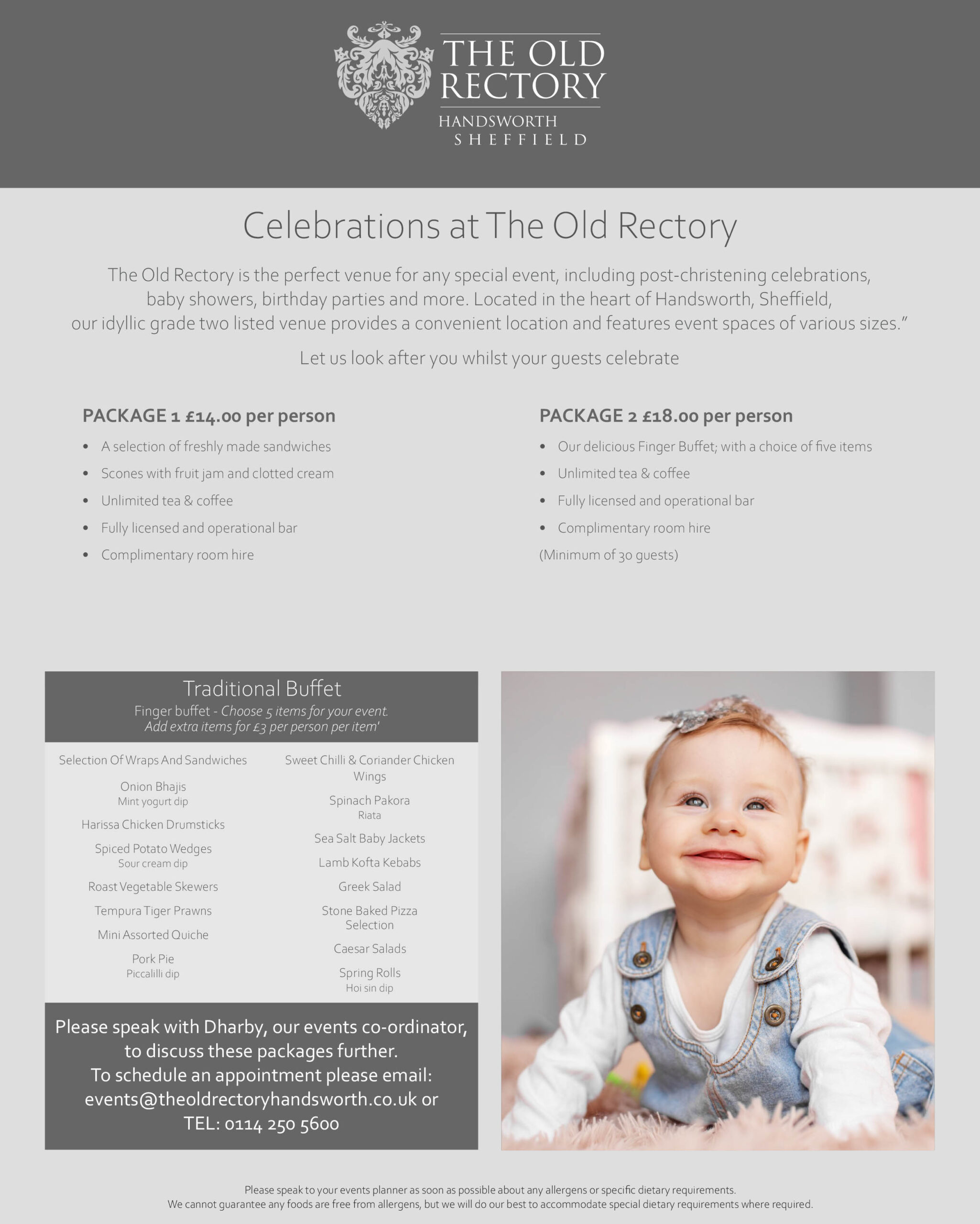 Celebration Day Package at the Old Rectory Handsworth Sheffield.